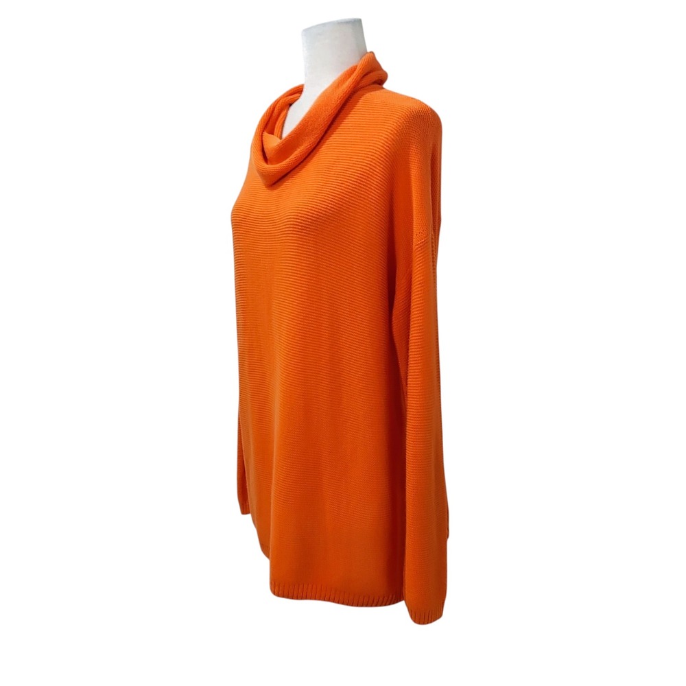 NWT J.Jill Sunset Orange Cotton Blend Knit Sweater Fall Pumpkin Cozy Halloween - Picture 4 of 11